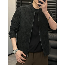 抖音网图现货秋季立领pu皮衣外套男复古修身皮夹克JK32P135，男装皮衣，电商B276A