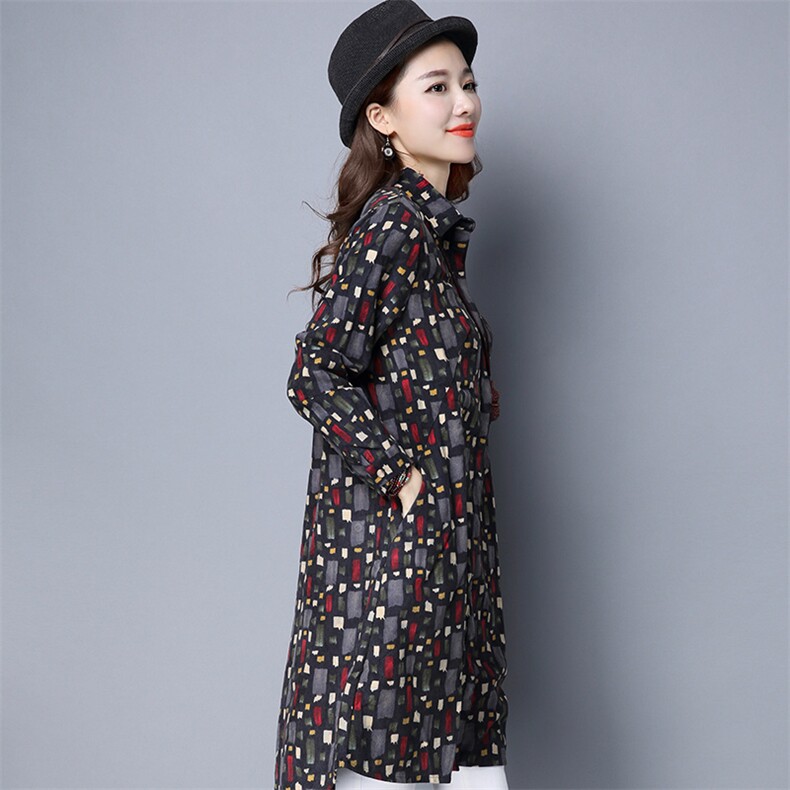 时尚印花显瘦韩版2025年冬季长袖套头加绒衬衣休闲开衫棉衬衣，女装T恤，风姿绰