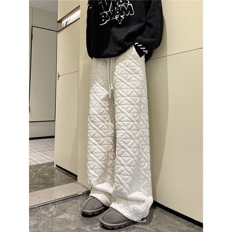 【现货】612-K228-P75冬季棉裤不规则菱格压线宽松直筒宽松休闲裤,男装休闲裤,星座612