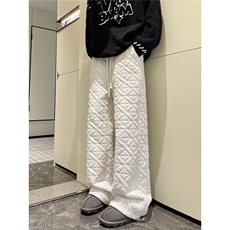 【现货】612-K228-P75冬季棉裤不规则菱格压线宽松直筒宽松休闲裤，男装休闲裤，星座612