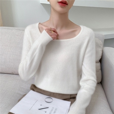 2025年秋季新款百搭女士12针平面U领，女装羊绒衫，百越羊绒