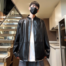 秋季新款男士皮夹克潮流宽松皮衣外套青年款A266-PY005-P85控138，男装夹克，电商A266