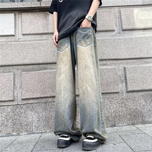 四季废土做旧脏脏水洗牛仔裤男装牛仔裤炸街痞帅高街裤NZK607-P55图片