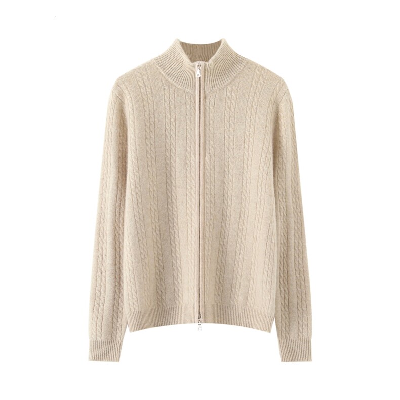 2025百搭时尚简约双扭花拉链开衫，女装羊绒衫，巾兮羊绒