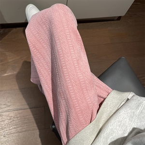 8XL-M麦穗纹雪尼尔阔腿裤男垂感休闲直通裤特大码卫裤K992P50控68图片