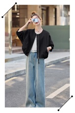 纯色长袖春季斗篷型街头PU皮皮衣，女装皮衣，微微衣阁