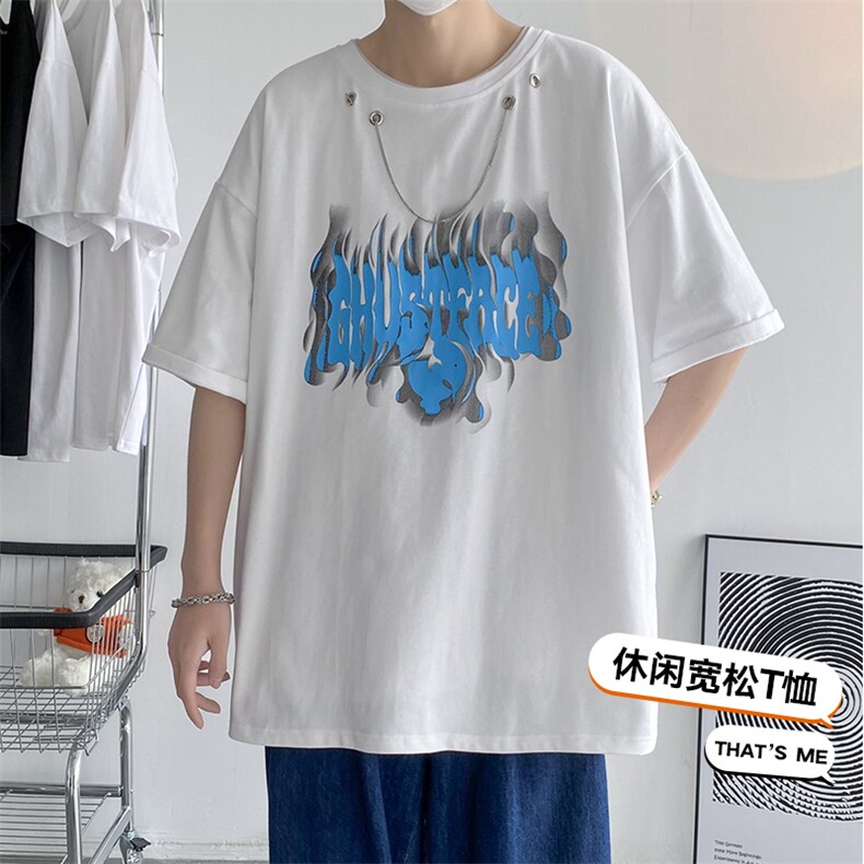 22年纯高品质新款重磅港风潮牌短袖宽松落肩T恤MT3519-P45,男装T恤,星座717