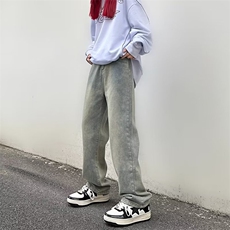 高街水洗复古牛仔裤男秋季垂感阔腿拖地长裤子Z8826P38，男装牛仔裤，星座1116-2