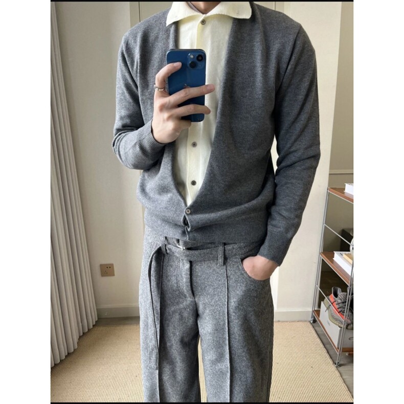 AA2101P87老钱风复古假两件撞色高领针织开衫,男装卫衣,电商B323A