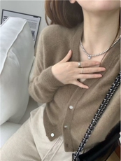 2025年秋季常规款通勤长袖加厚V领开衫，女装羊毛衫，洁纯羊绒