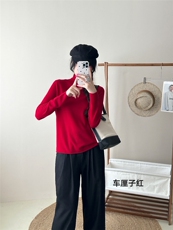 秋冬季羊毛休闲简约时尚百搭高领卷边自由领羊毛衫，女装羊毛衫，纳驰羊绒