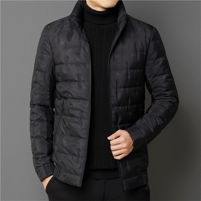 2023冬季新款中年男士商务休闲立领羽绒服加厚保暖白鸭绒男装外套，男装羽绒服，电商B212（原钱塘6029）