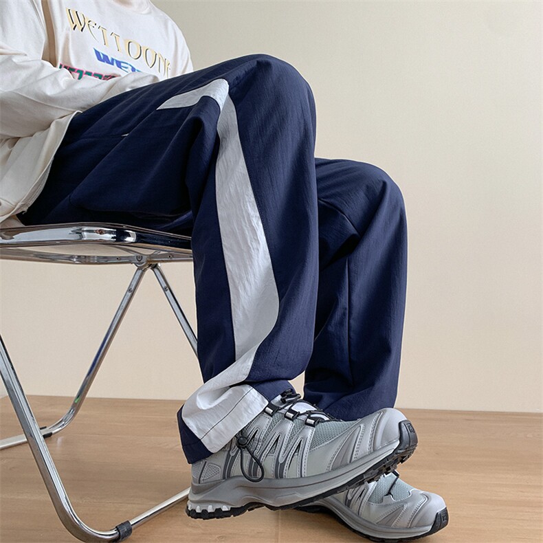 港风秋冬侧边拼接拖地工装裤宽松休闲伞兵裤男K23327-P40控58，男装工装外套，星座717