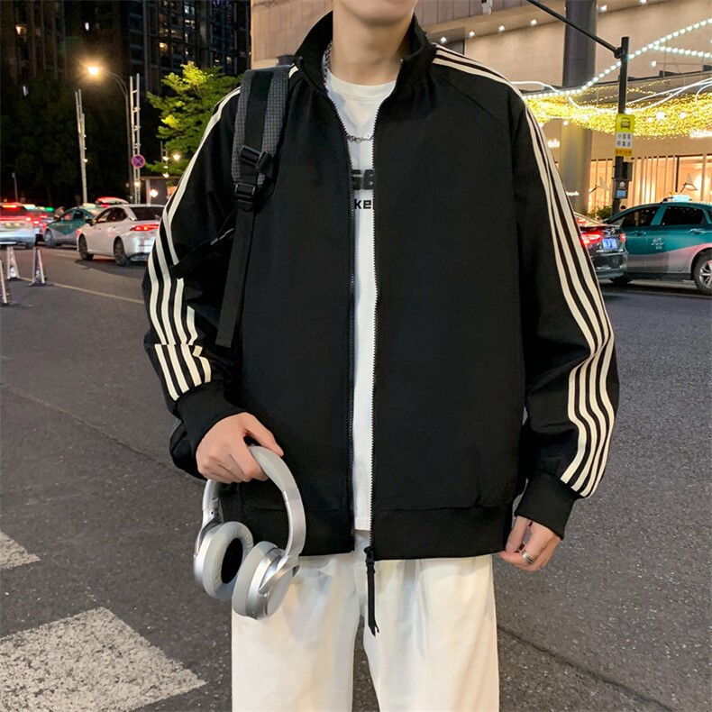 立领开衫夹克男2026新款拉链卫衣条纹运动休闲外套JK02567-P75,男装夹克,星座308B-2