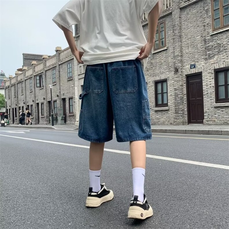 夏季牛仔短裤男直筒休闲百搭潮牌运动日系港风N761P36,男装牛仔裤,星座1116-2