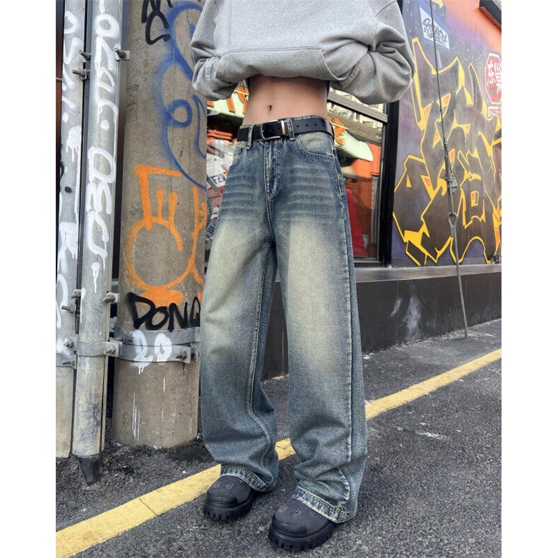 抖音品质美式高街复古水洗宽松直筒牛仔裤B315-K24274-p55控78,男装牛仔裤,电商B315