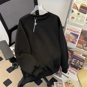 1506-1/W67831/P40情侣款宽松外套长袖上衣金属拉链套头卫衣男女图片