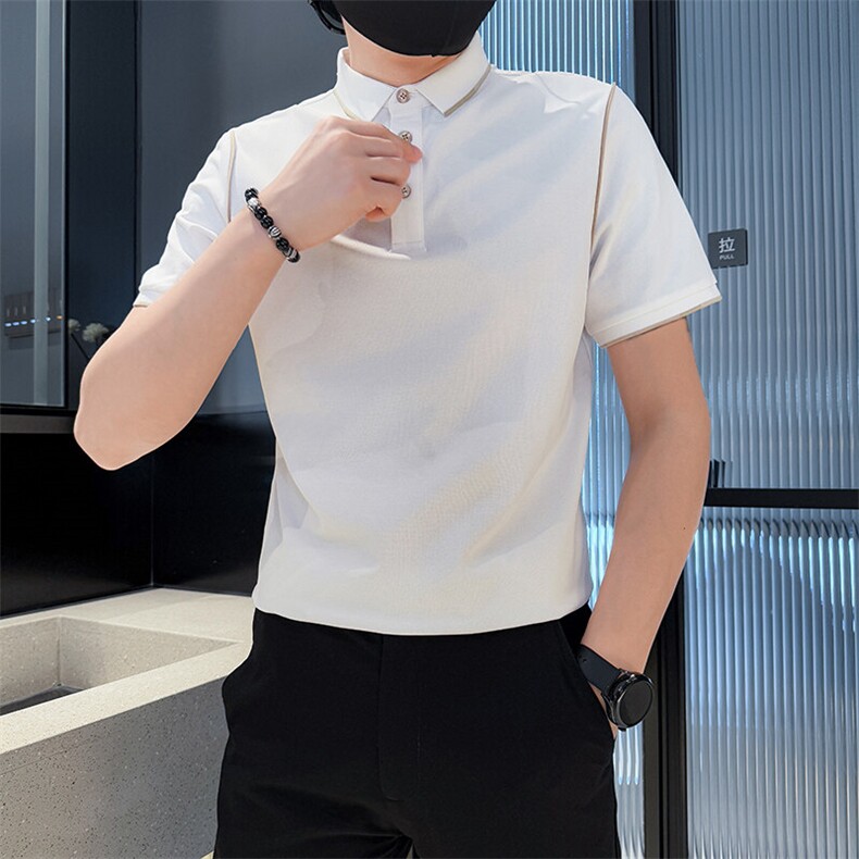 2025夏季新款织带设计简约短袖T恤翻领Polo衫9986-特P40,男装T恤,电商D342