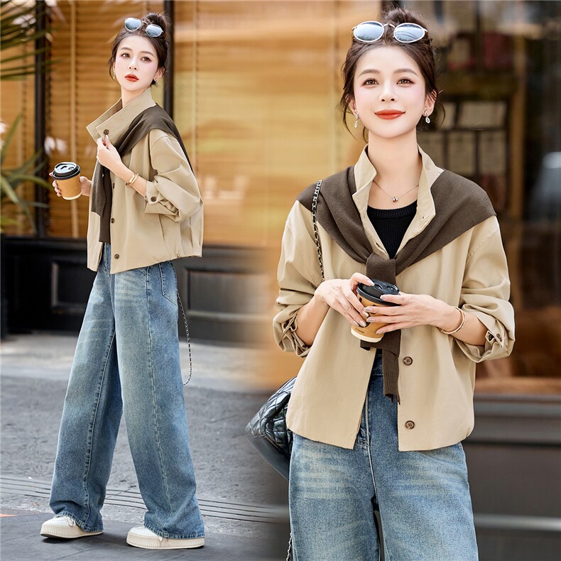 2025秋装新款简约时尚披肩休闲短外套，女装短外套，歌伊格美