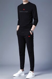 中年运动套装男春秋季2023新款套头卫衣两件套大码中老年休闲服装图片