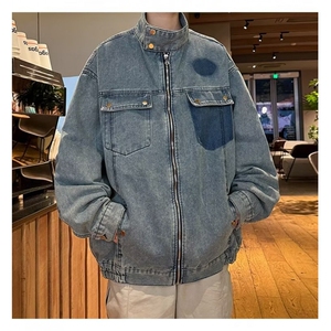 F625P75潮男日系复古做旧牛仔夹克男女潮牌街头宽松休闲百图片