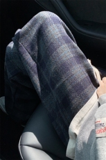 8XL-M特大码加厚毛呢料格子休闲裤宽松直筒长裤子男裤毛呢裤K946，男装休闲裤，电商D206-1