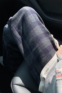8XL-M 特大码加厚毛呢料格子休闲裤宽松直筒长裤子男裤毛呢裤K946图片