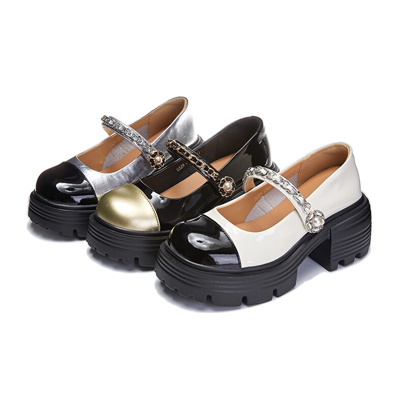 新款玛丽珍鞋女2024夏季浅口魔术贴时装单鞋女小香风通勤复古女鞋，女鞋小皮鞋，电商A223