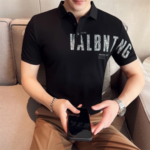 2024夏季新款 英伦风高品质修身刺绣POLO衫冰丝短袖T恤男D238-p48图片