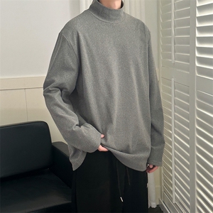 现货半高领德绒长袖T恤高领秋冬打底衫男宽松大码休闲T30-P35控59图片