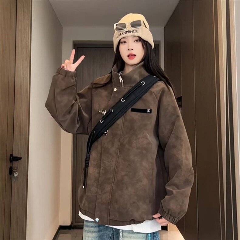 网络图现货美式痞帅男女同款秋季皮衣棉服高级感外套JQ509-P75,男装皮衣,星座715-7