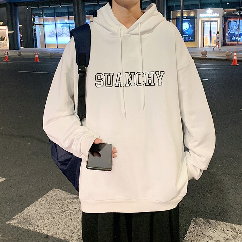 WY2229-P35 纯棉连帽卫衣男大码运动帽衫宽松薄外套男图片