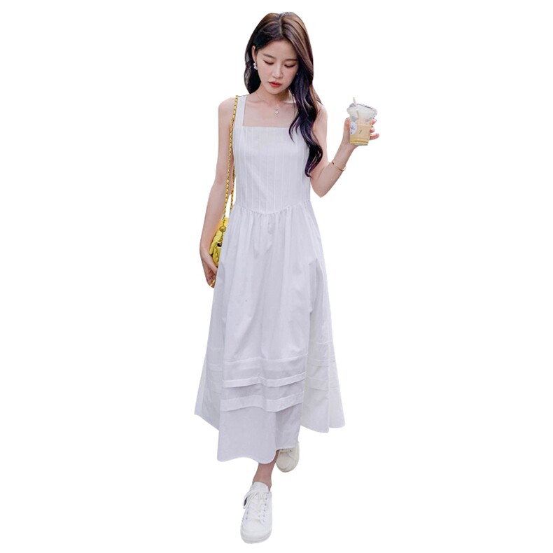 吊带连衣裙子女夏季收腰显瘦甜辣初恋茶歇法式海边度假小个子,女装连衣裙,浙宝285（原212）