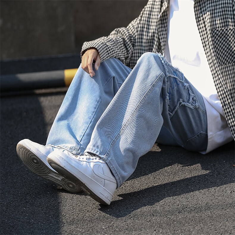 2022刺绣ins潮牌直筒宽松大码阔腿牛仔裤美式高街裤男K5011-P42,男装牛仔裤,星座512-2