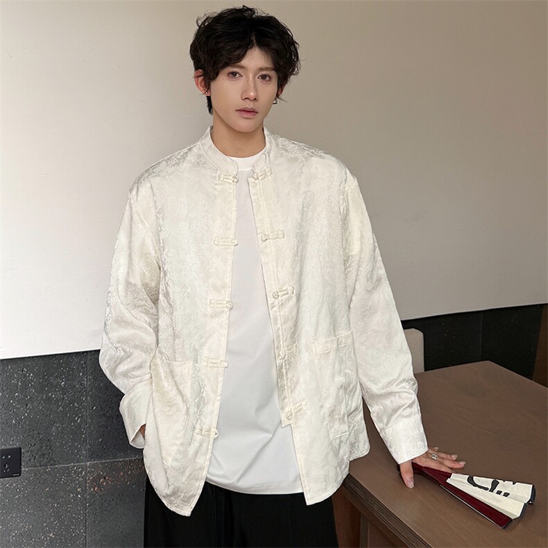 25秋季新中式长袖衬衫提花现货男女衬衫KS511-P80控98图片