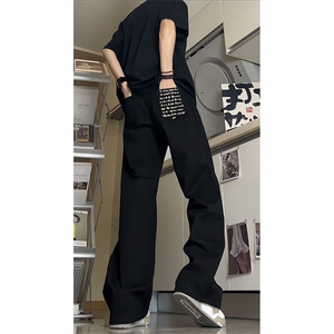 24年新款美式黑色牛仔裤设计感刺绣宽松休闲直筒XZ1002-K7750-P60图片