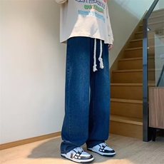 美式牛仔裤男春秋新款休闲直筒裤系绳贴标牛仔裤N234P43，男装牛仔裤，星座1116-2