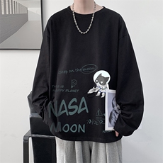 NASA联名同款控48重磅230g纯棉长袖t恤男大码圆领卫衣TX3187-P28，男装T恤，电商A040