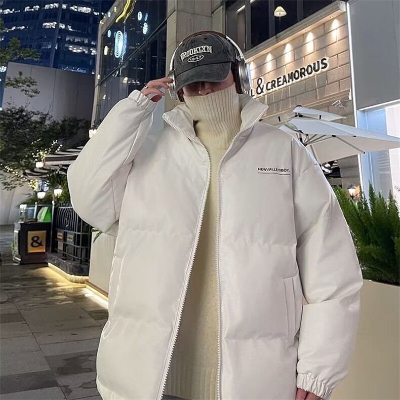 2024新款棉服男款外套冬季韩版港风情侣pu皮衣立领加厚棉服PY79，男装皮衣，星座506