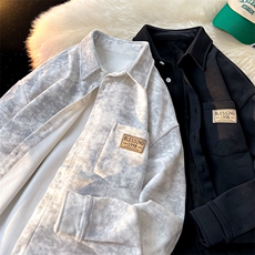 8XL-M秋冬款加绒加厚衬衫男做旧脏脏保暖外套大码衬衣CS29002P65，男装衬衫，电商B312