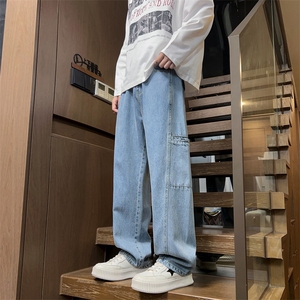 美式高街牛仔裤男春季新款直筒宽松潮流百搭帅气休闲裤J8085-P50图片
