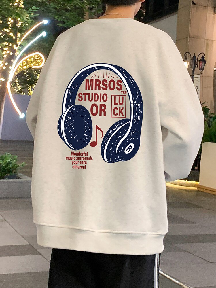 W556P35加绒45运动美式印花圆领卫衣男春秋季长袖打底衫宽松外套,男装T恤,星座304A-1