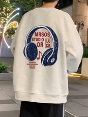 W556P35加绒45运动美式印花圆领卫衣男春秋季长袖打底衫宽松外套，男装T恤，星座304A-1