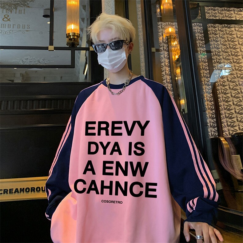 抖音得物供货提供视频秋冬重磅美式宽松织带圆领卫衣0747,男装卫衣,电商A486