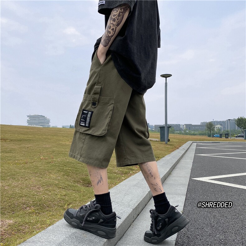 港风夏季新款宽松休闲裤工装风男生七分裤B315-K23316-p50控68,男装休闲裤,电商B315