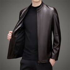 K2163钱塘2020-2春秋新款百搭商务休闲中年男士皮衣夹克P127，男装皮衣，钱塘207-2