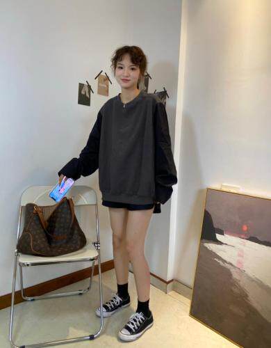 7099#压格拼接西装袖卫衣，女装西装，续加 XJ