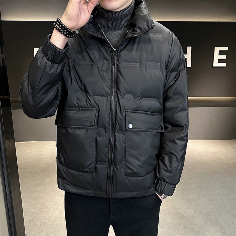 秋冬立领潮牌白鸭绒御寒加厚保暖韩版青年防寒短款外套派客服男装图片