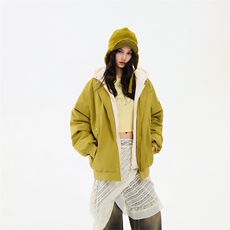 !潮流冬季连帽拉链加绒加厚棉衣情侣撞色棉服外套MY5567-P78，男装棉衣，星座610B-1