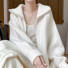 2024秋季新款毛巾绣羊毛外套慵懒风，女装羊毛衫，优麦羊绒（原洪叶羊绒）